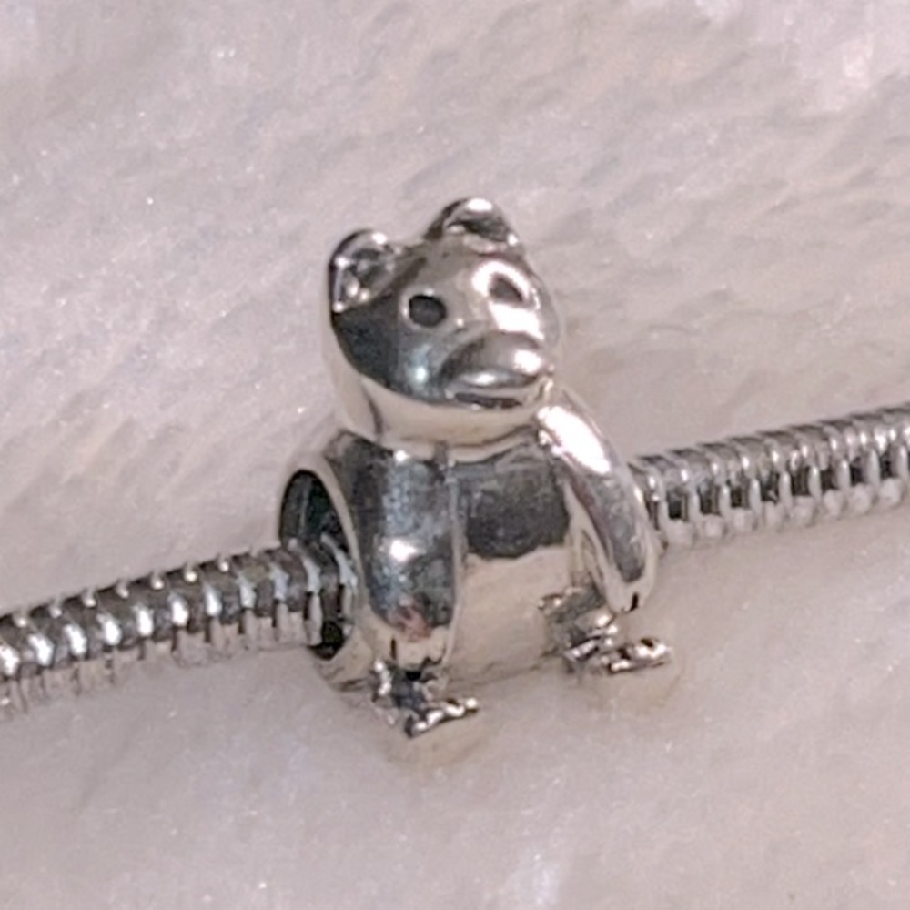 🧸 STAMPED “THAI 925 IBB” STERLING SILVER TEDDY BEAR CHARM -BRACELET/NECKLACE